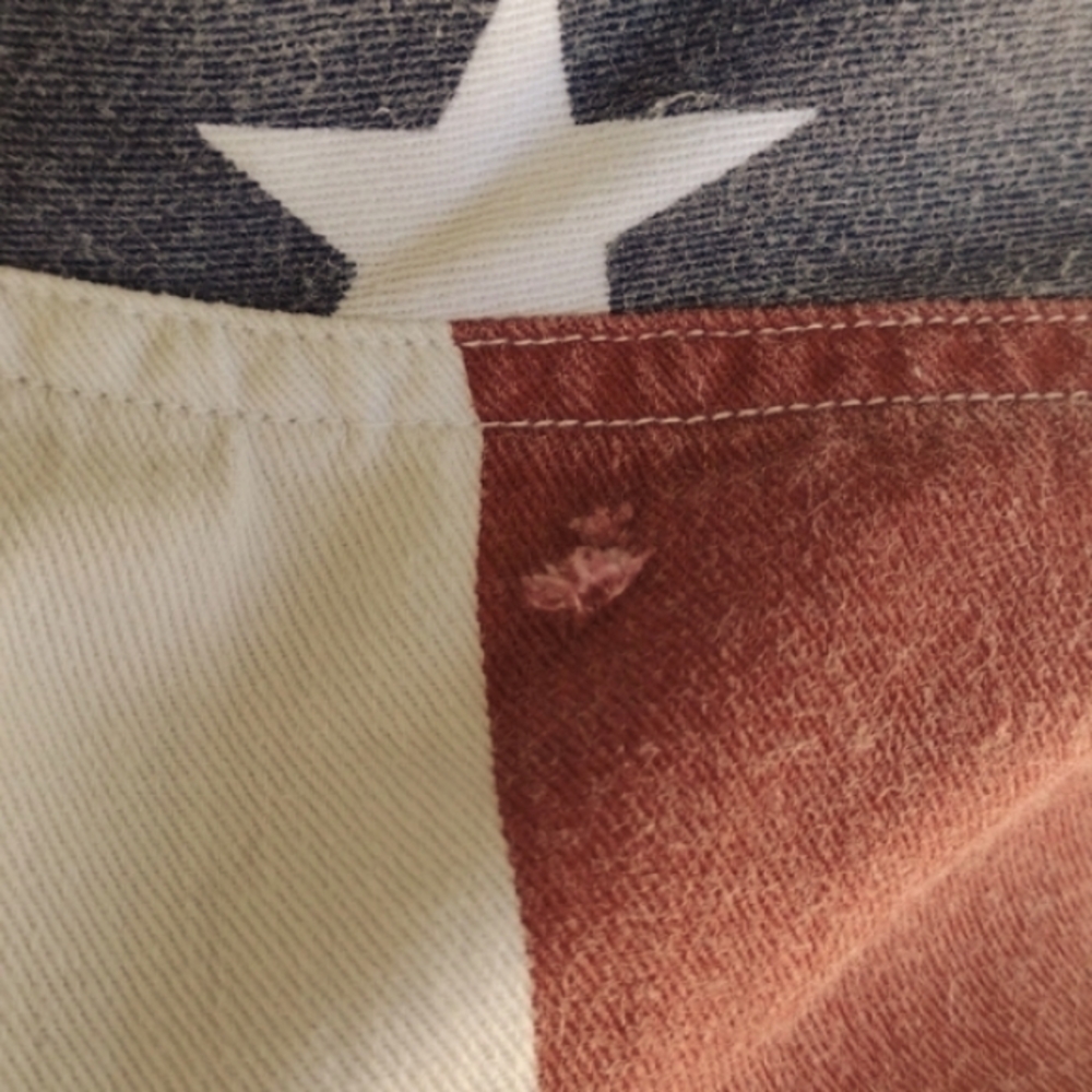Worn Quizz Jeans Patriotic Stars and Stripes Button-up Cotton Shacket Women's 24 - Picture 8 of 11